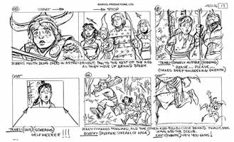 Storyboards from the 1984 Marvel Productions cartoon The Girl Who Dreamed Tomorrow