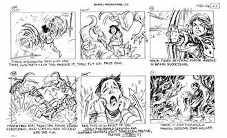 Storyboards from the 1984 Marvel Productions cartoon The Girl Who Dreamed Tomorrow