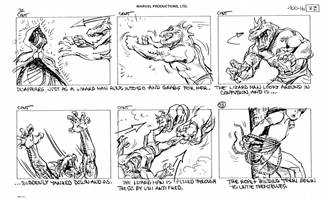 Storyboards from the 1984 Marvel Productions cartoon The Girl Who Dreamed Tomorrow