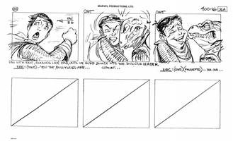 Storyboards from the 1984 Marvel Productions cartoon The Girl Who Dreamed Tomorrow
