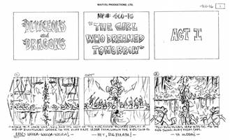 Storyboards from the 1984 Marvel Productions cartoon The Girl Who Dreamed Tomorrow