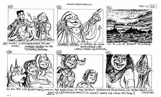 Storyboards from the 1984 Marvel Productions cartoon The Girl Who Dreamed Tomorrow