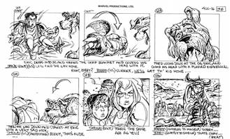 Storyboards from the 1984 Marvel Productions cartoon The Girl Who Dreamed Tomorrow