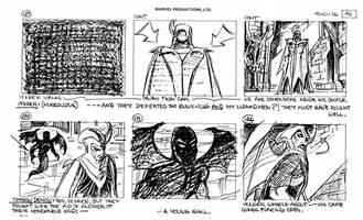 Storyboards from the 1984 Marvel Productions cartoon The Girl Who Dreamed Tomorrow