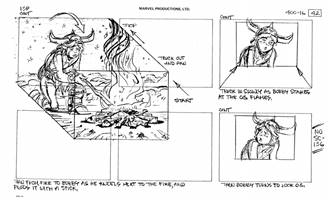 Storyboards from the 1984 Marvel Productions cartoon The Girl Who Dreamed Tomorrow
