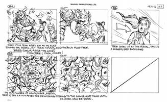 Storyboards from the 1984 Marvel Productions cartoon The Girl Who Dreamed Tomorrow