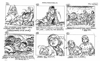 Storyboards from the 1984 Marvel Productions cartoon The Girl Who Dreamed Tomorrow