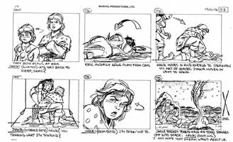 Storyboards from the 1984 Marvel Productions cartoon The Girl Who Dreamed Tomorrow