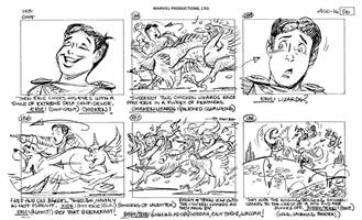 Storyboards from the 1984 Marvel Productions cartoon The Girl Who Dreamed Tomorrow
