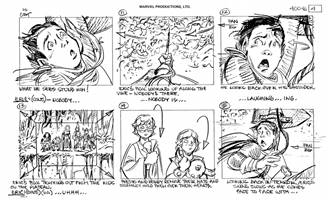 Storyboards from the 1984 Marvel Productions cartoon The Girl Who Dreamed Tomorrow