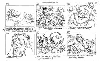 Storyboards from the 1984 Marvel Productions cartoon The Girl Who Dreamed Tomorrow