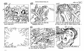 Storyboards from the 1984 Marvel Productions cartoon The Girl Who Dreamed Tomorrow