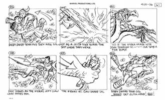 Storyboards from the 1984 Marvel Productions cartoon The Girl Who Dreamed Tomorrow