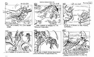 Storyboards from the 1984 Marvel Productions cartoon The Girl Who Dreamed Tomorrow