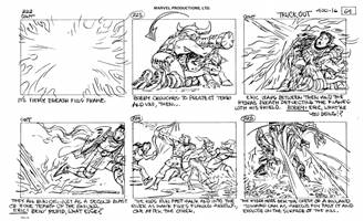 Storyboards from the 1984 Marvel Productions cartoon The Girl Who Dreamed Tomorrow