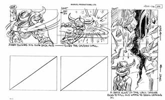Storyboards from the 1984 Marvel Productions cartoon The Girl Who Dreamed Tomorrow