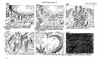Storyboards from the 1984 Marvel Productions cartoon The Girl Who Dreamed Tomorrow
