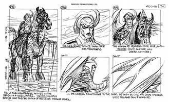 Storyboards from the 1984 Marvel Productions cartoon The Girl Who Dreamed Tomorrow