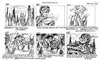 Storyboards from the 1984 Marvel Productions cartoon The Girl Who Dreamed Tomorrow