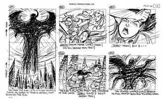Storyboards from the 1984 Marvel Productions cartoon The Girl Who Dreamed Tomorrow