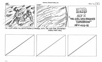 Storyboards from the 1984 Marvel Productions cartoon The Girl Who Dreamed Tomorrow