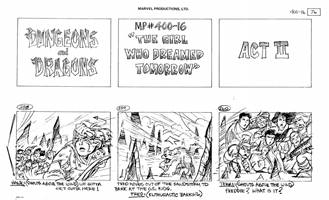 Storyboards from the 1984 Marvel Productions cartoon The Girl Who Dreamed Tomorrow