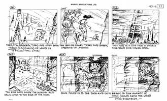 Storyboards from the 1984 Marvel Productions cartoon The Girl Who Dreamed Tomorrow