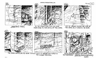 Storyboards from the 1984 Marvel Productions cartoon The Girl Who Dreamed Tomorrow