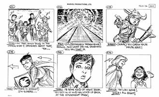 Storyboards from the 1984 Marvel Productions cartoon The Girl Who Dreamed Tomorrow