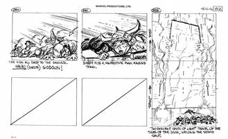 Storyboards from the 1984 Marvel Productions cartoon The Girl Who Dreamed Tomorrow