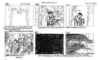 Storyboards from the 1984 Marvel Productions cartoon The Girl Who Dreamed Tomorrow