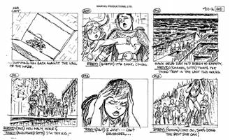 Storyboards from the 1984 Marvel Productions cartoon The Girl Who Dreamed Tomorrow