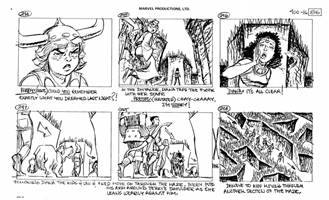 Storyboards from the 1984 Marvel Productions cartoon The Girl Who Dreamed Tomorrow