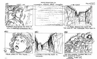 Storyboards from the 1984 Marvel Productions cartoon The Girl Who Dreamed Tomorrow
