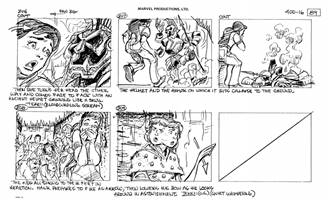 Storyboards from the 1984 Marvel Productions cartoon The Girl Who Dreamed Tomorrow