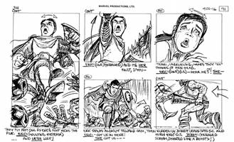 Storyboards from the 1984 Marvel Productions cartoon The Girl Who Dreamed Tomorrow