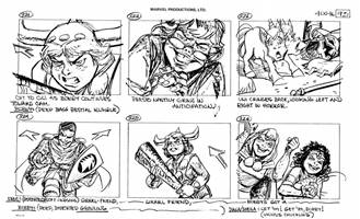 Storyboards from the 1984 Marvel Productions cartoon The Girl Who Dreamed Tomorrow