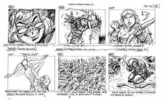 Storyboards from the 1984 Marvel Productions cartoon The Girl Who Dreamed Tomorrow