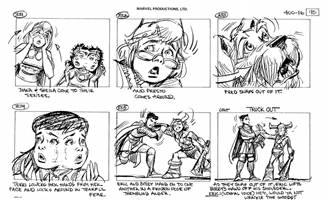 Storyboards from the 1984 Marvel Productions cartoon The Girl Who Dreamed Tomorrow