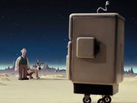 Screenshots from the 1989 Aardman cartoon A Grand Day Out