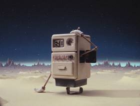 Screenshots from the 1989 Aardman cartoon A Grand Day Out