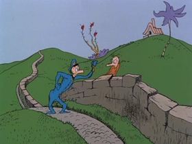 Screenshots from the 1989 Bakshi Animation cartoon The Butter Battle Book