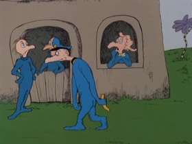 Screenshots from the 1989 Bakshi Animation cartoon The Butter Battle Book