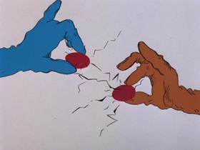 Screenshots from the 1989 Bakshi Animation cartoon The Butter Battle Book