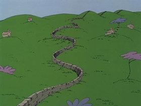 Screenshots from the 1989 Bakshi Animation cartoon The Butter Battle Book