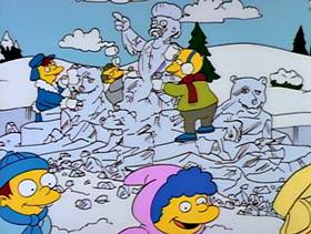 Screenshots from the 1990 Gracie Films cartoon Bart Gets an F