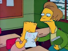 Screenshots from the 1990 Gracie Films cartoon Bart Gets an F