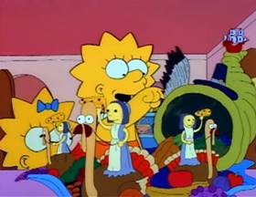 Screenshots from the 1990 Gracie Films cartoon Bart vs. Thanksgiving