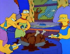 Screenshots from the 1990 Gracie Films cartoon Bart vs. Thanksgiving