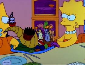 Screenshots from the 1990 Gracie Films cartoon Bart vs. Thanksgiving